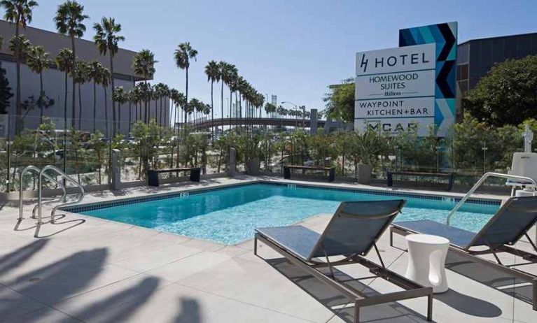 Refreshing outdoor pool at H Hotel Los Angeles, Curio Collection By Hilton.
