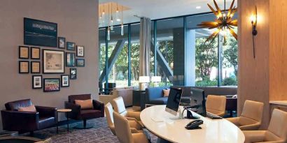 Business center available at H Hotel Los Angeles, Curio Collection By Hilton.
