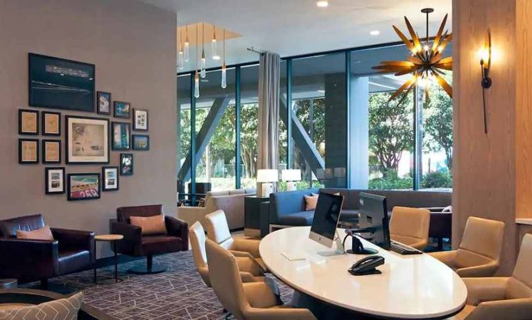Business center available at H Hotel Los Angeles, Curio Collection By Hilton.
