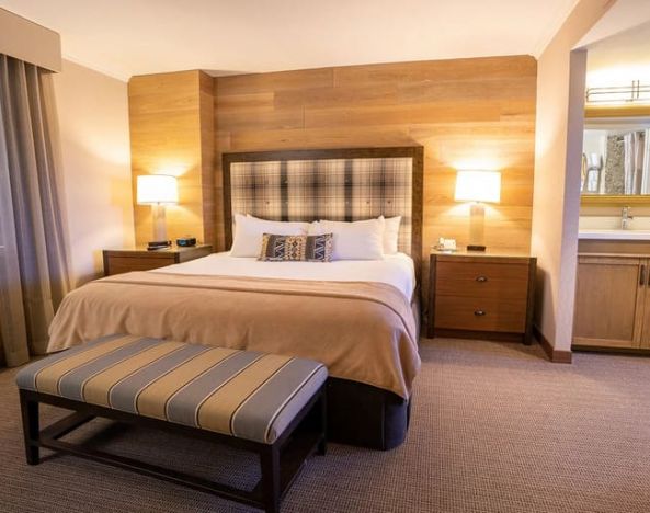 Luxurious king suite at Lake Tahoe Resort Hotel.