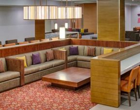 Spacious lounge and coworking space at Hyatt House Seattle Downtown.