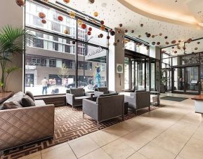 Comfortable lobby and coworking space at Hotel Felix Chicago.