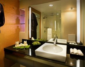 Private guest bathroom with shower at Hard Rock Hotel San Diego.