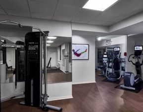 Claridge House’s fitness center has a variety of exercise equipment for guests to use.