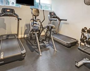 Wyndham Garden Long Island City’s fitness center has weights and a range of exercise machinery.