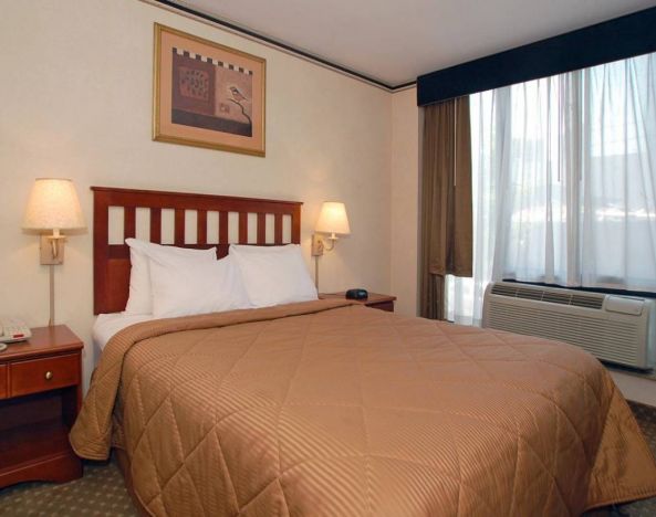 Double bed guest room in Red Lion Inn & Suites Long Island City, with nearby window.