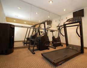 The hotel fitness center offers various different types of exercise machines for guests.