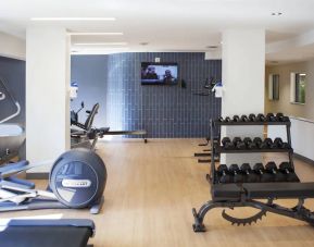 Weights and exercise machines can be used in the hotel’s fitness center.