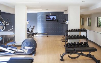 Weights and exercise machines can be used in the hotel’s fitness center.