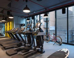 Assorted exercise machines can be used in the hotel’s fitness center.