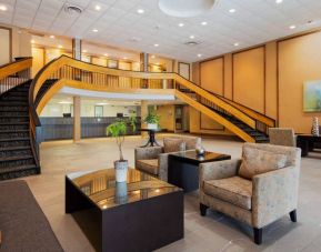 The hotel’s lobby lounge offers comfortable chairs and sofas, plus coffee tables.