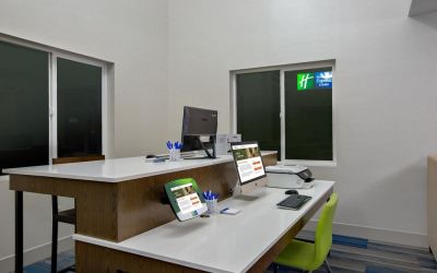 Equipped business center with PC, internet, work space, and printer at Holiday Inn Express & Suites Ontario.