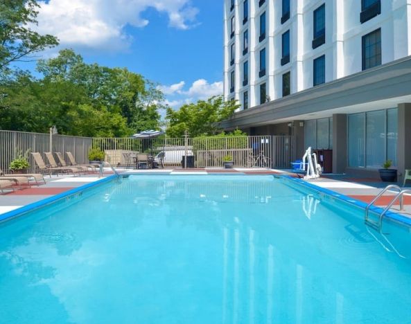 Stunning outdoor pool at Holiday Inn Express Towson Baltimore N.