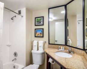 Private guest bathroom with shower at Comfort Inn Atlanta Airport.