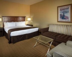 Delux king bed with business desk at Doubletree Hotel Chicago O'Hare Airport-Rosemont.