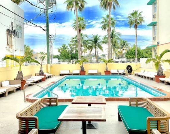 Stunning outdoor pool at The Broadmore Miami Beach.