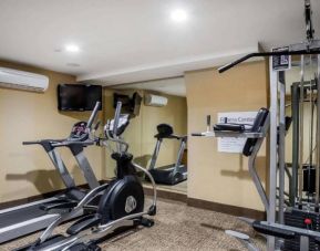 The hotel’s fitness center has differing exercise machines for guests to use.