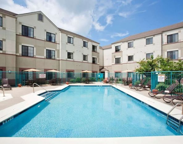 Stunning outdoor pool at Hyatt House Boston Burlington.