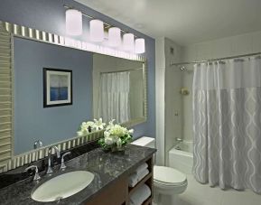 Private guest bathroom with shower at Hyatt Regency Buffalo Hotel And Conference Center.