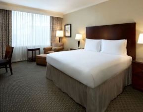 Spacious king bedroom with TV and work station at Hyatt Regency Houston West.