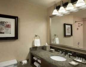 Private guest bathroom with shower at Hyatt Regency Houston West.