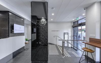 Lobby and coworking space at Hotel Kith.