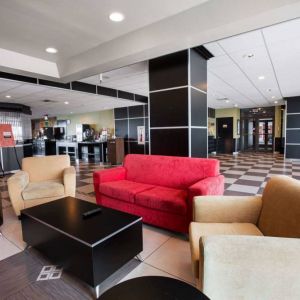 Lobby and coworking lounge at Travelodge Absecon Atlantic City.