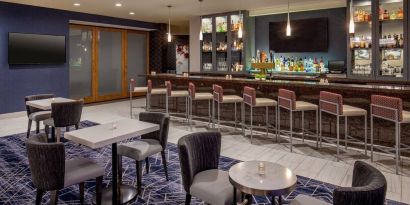 Hotel bar and coworking space at DoubleTree By Hilton Washington DC North/Gaithersburg.