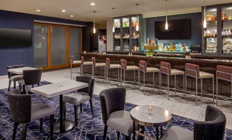 Hotel bar and coworking space at DoubleTree By Hilton Washington DC North/Gaithersburg.