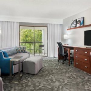 Living area in a day use room at Courtyard By Marriott Sarasota Bradenton Airport.