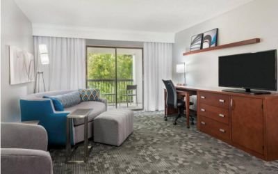 Living area in a day use room at Courtyard By Marriott Sarasota Bradenton Airport.