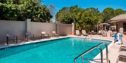 Refreshing outdoor pool at Courtyard By Marriott Sarasota Bradenton Airport.