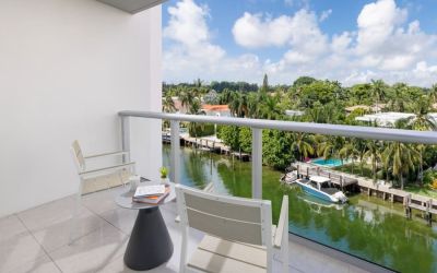 Dayrooms with beautiful outdoor terrace at The Altair Hotel Bay Harbor.