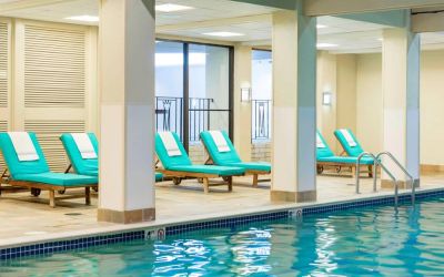Refreshing indoor pool at Boston Marriott Newton.