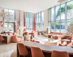 Comfortable coworking space and lounge at Novotel Miami Brickell.