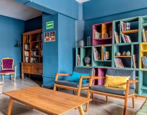 Library and coworking space at Selina Mexico City.