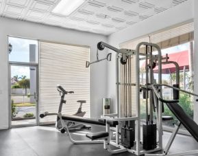 Well equipped fitness center at Golden Sails Hotel Long Beach.