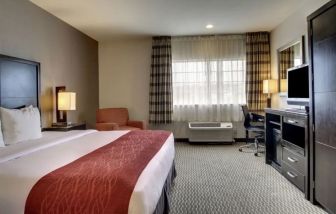 Spacious delux king room with TV and work desk at Best Western San Diego Zoo/SeaWorld Inn & Suites.