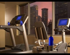 Well equipped fitness center at Pan Pacific Seattle.
