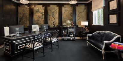 Business center at Maison 140 Beverly Hills.