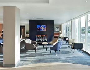 Lounge and coworking space at Hyatt Place London Heathrow Airport.