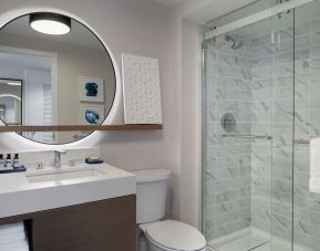 Private guest bathroom with shower at Hyatt Regency Boston Harbor - Logan Airport.