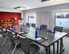 Professional meeting room with city views at Hyatt Regency Boston Harbor - Logan Airport.
