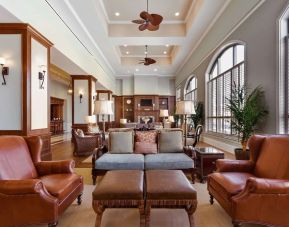 Lounge and coworking space at Embassy Suites By Hilton Savannah.