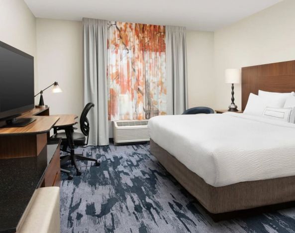 Delux king room with natural light at Fairfield Inn & Suites by Marriott Baltimore BWI Airport.