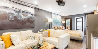 Comfortable lounge area at Chez Joe.