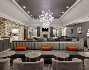 Lounge and coworking space at Homewood Suites By Hilton Burlington.