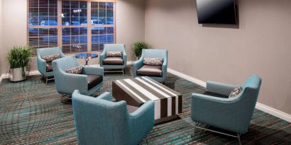 Lobby and coworking lounge at Residence Inn By Marriott Denver Highlands Ranch.