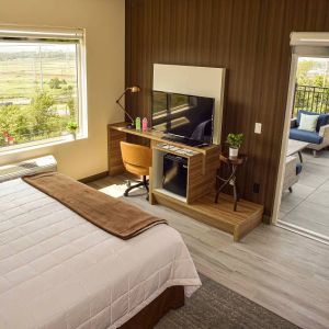 Day use room with balcony at Wyndham Garden North Bergen Near Secaucus.
