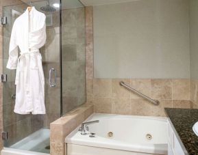 Guest bathroom with shower and bath at Hilton San Antonio Hill Country.
